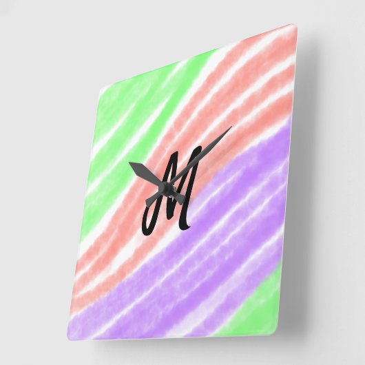 名前シンプルを追加する文字モノグラムカスタマイズポステ スクエア壁時計 (傾斜)