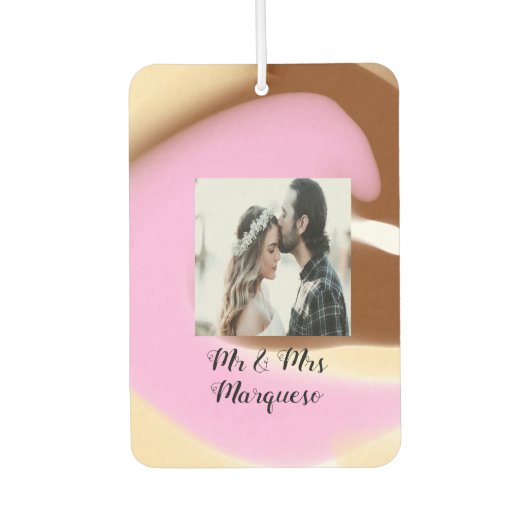 名前シンプルを追加ミニマルphoto pink yellow bro カーエアーフレッシュナー (正面)