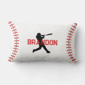名前シンプルアクセント付き野球選手シルエット ランバークッション (裏面)