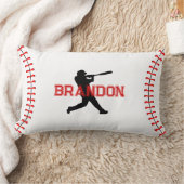 名前シンプルアクセント付き野球選手シルエット ランバークッション (ブランケット)