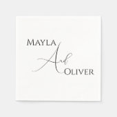 名前シンプルナプキンとエレガントな結婚式 スタンダードカクテルナプキン (正面)