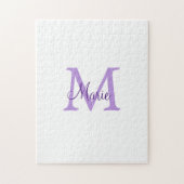 名前シンプルミニマルモノグラムのピンクのレッドスロー を追加 ジグソーパズル (縦)