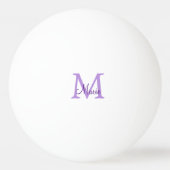 名前シンプルミニマルモノグラムのピンクのレッドスロー   を追加  卓球ボール (裏面)