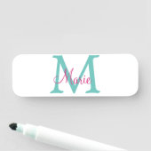 名前シンプルミニマルモノグラム緑ピンク青t 名札 (インサイチュ)