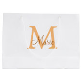 名前シンプルモノグラムミニマルオレンジ茶色thr追加 ラージペーパーバッグ (裏面)