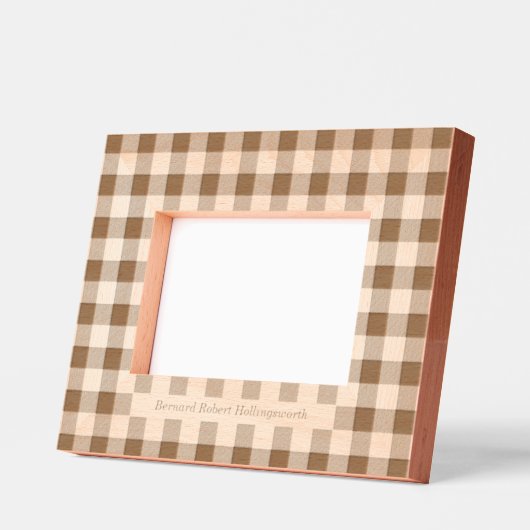 名前シンプル付きギンガムパターン レーザー彫刻フレーム (左)