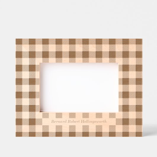 名前シンプル付きギンガムパターン レーザー彫刻フレーム (正面)