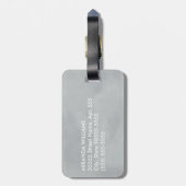 名前シンプル付きシックなグレーグレーモノグラム ラゲッジタグ (裏面縦)