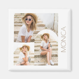 名前シンプル付きモダンフォトコラージュ マグネット