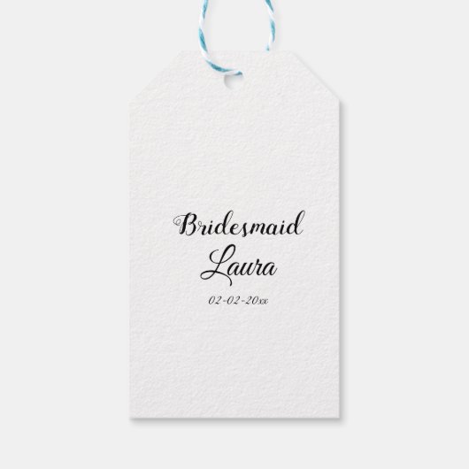 名前シンプル付けミニマル花嫁贈与年を追加 ギフトタグ (裏面)