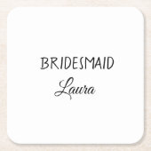 名前シンプル付けミニマル花嫁贈与年を追加 スクエアペーパーコースター (正面)
