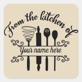 名前シールの追加のキッチンから スクエアシール