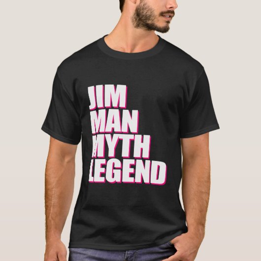 名前ジムマン神話の伝説おもしろい Tシャツ (正面)