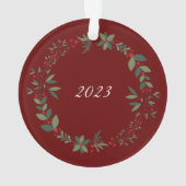 名前スウィートマウスバーガンディークリスマス オーナメント (裏面)