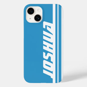 名前スカイブルー&ホワイトストライプスポーツケース Case-Mate iPhone 14ケース