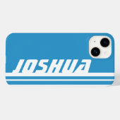 名前スカイブルー&ホワイトストライプスポーツケース Case-Mate iPhoneケース (裏面 (横))