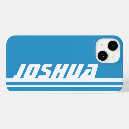 名前スカイブルー&ホワイトストライプスポーツケース Case-Mate iPhoneケース (裏面 (横))