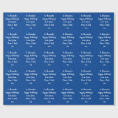 名前スクモダンリプトタイポグラフィ青ハッピーバースデー ラッピングペーパー (フラット)