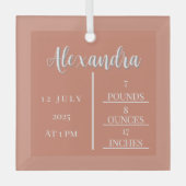 名前スクリプトと誕生統計ベビーKeepsake ガラスオーナメント (正面)