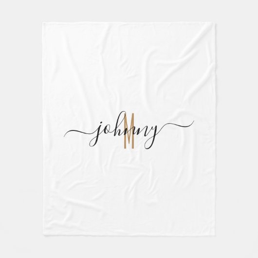 名前スクリプトのモノグラムのスタイル フリースブランケット (正面)