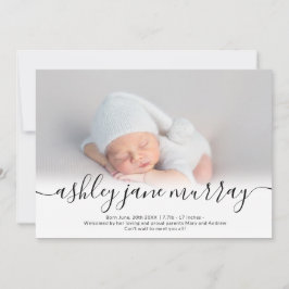 名前スクリプトハートフォトブラックニュートラルベビー誕生 案内状