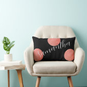 名前スクリプトバラ金ゴールドブラックウォーター色水玉模様 ランバークッション (椅子)