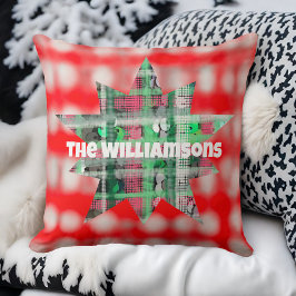 名前スクリプト天星プレイド赤い緑の白 クッション