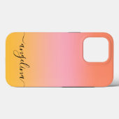 名前スクリプト文字モノグラムグラディエントグラデーションオレンジ Case-Mate iPhoneケース (裏面 (横))