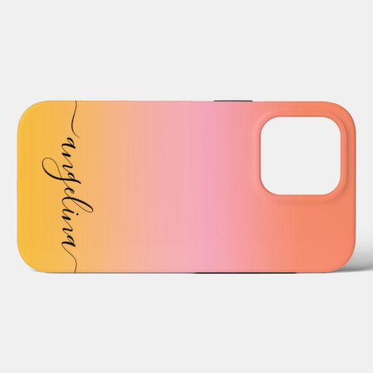 名前スクリプト文字モノグラムグラディエントグラデーションオレンジ Case-Mate iPhoneケース (裏面 (横))