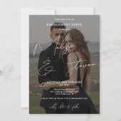 名前スクリプト書道の白い婚約写真 招待状 (正面)