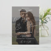 名前スクリプト書道の白い婚約写真 招待状 (スタンド正面)