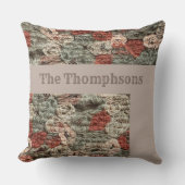 名前スクリプト素朴な農家ベージュ幾何学的秋 クッション (正面)