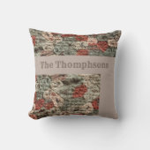 名前スクリプト素朴な農家ベージュ幾何学的秋 クッション (正面)