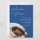 名前スクリプトarch blue 4 photo all in 1結婚's 招待状 (正面)