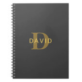 名前スタイリッシュとモノグラム | 金ゴールドとダークグレー ノートブック (正面)