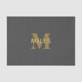 名前スタイリッシュとモノグラム | 金ゴールドとダークグレー 薄葉紙