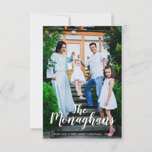 名前スタイリッシュクモダンリスマス写真垂直 招待状 (正面)