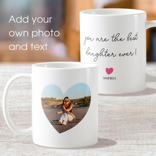 名前スタイリッシュパーソナライズされた写真の愛ハート コーヒーマグカップ