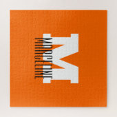 名前スタイリッシュモダンイニシャル |ネオンサンセットオレンジ ジグソーパズル (横)