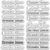 名前スタイリッシュ署名ブラック文字スクリプトキス切り取り シール (正面)