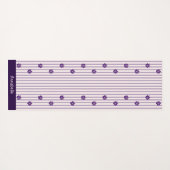 名前スタイリッシュIndigo Flowers, Indigo赤面, Violet ストライプの ヨガマット (裏面(横))