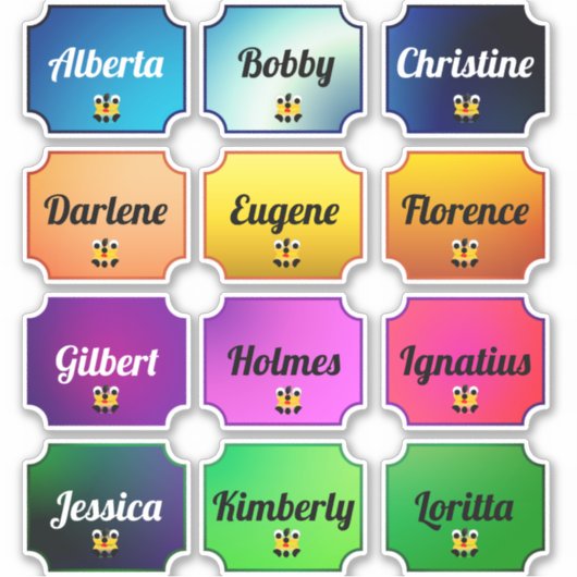 名前ステッカーかわいい顔で美しい色を設定 シール (正面)