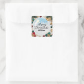 名前ステッカーカスタム付きクリスマスのメリークリスマス スクエアシール (バッグ)