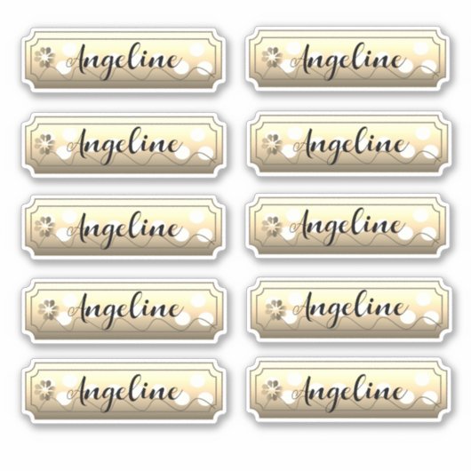 名前ステッカーセット金ゴールド花 シール (正面)