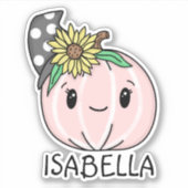 名前ステッカー付きピンクパンプキパーソナライズされたン シール (正面)