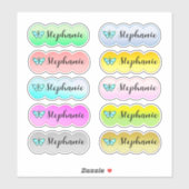 名前ステッカー数々のセットカラーと蝶 シール (シート)