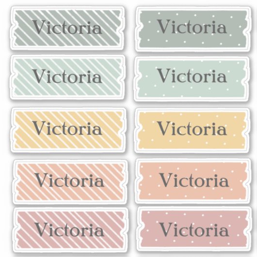 名前ステッカー数々のセットカラー シール (正面)