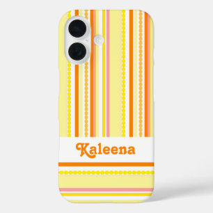 名前ストライプビーズオレンジピンクケース iPhone 16ケース