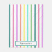 名前ストライプ付きレインボー フリースブランケット (正面)