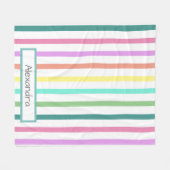 名前ストライプ付きレインボー フリースブランケット (正面(横))